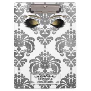Porte-bloc Argent damassé Doré Maquillage Yeux Cils Personnal