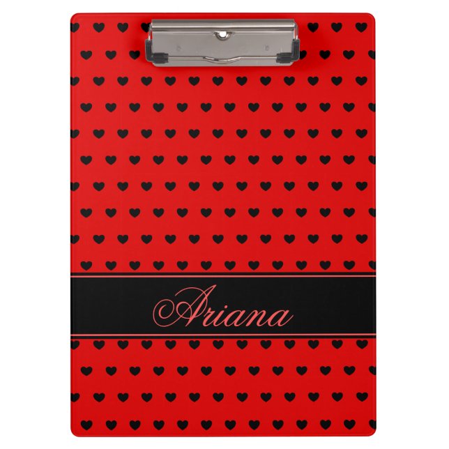 Porte-bloc Ariana - Modèle De Nom Personnalisé, Rouge Et Noir (Devant)