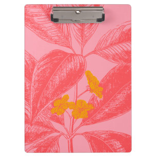 Porte-bloc Art Botanique Stylé Leaf Nature en rose et rouge