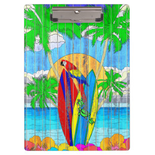 Porte-bloc Art côtier de surf de faux grain en bois