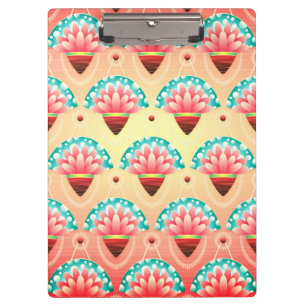 Porte-bloc Art déco rose fleur or turquoise floral