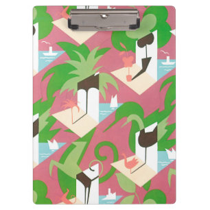Porte-bloc Art Déco vintage Jazz Pochoir Palmiers et Oiseaux