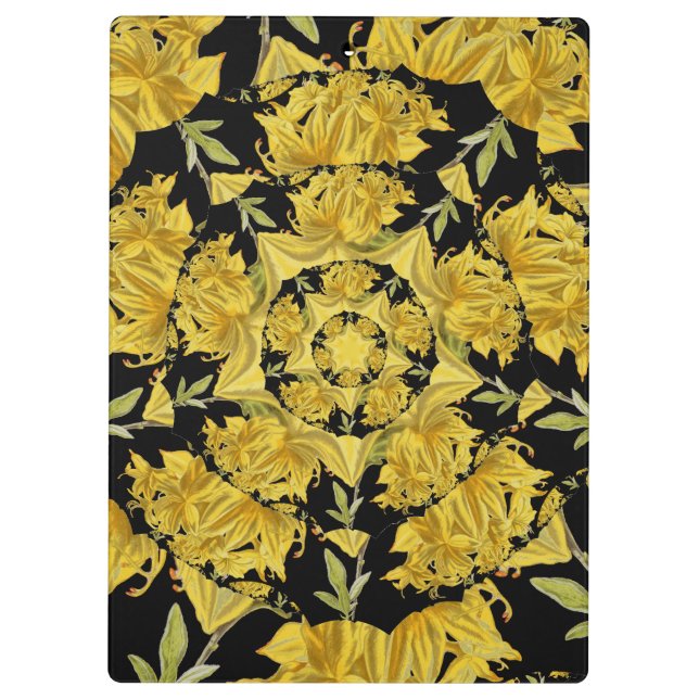 Porte-bloc Art fractal azaléen jaune et noir (Dos)