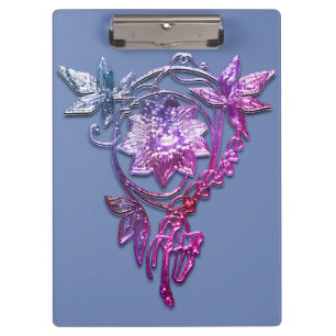 Porte-bloc Art nouveau élégant floral bijou violet rose