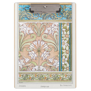 Porte-bloc Art nouveau jonquille textile floral art Verneui