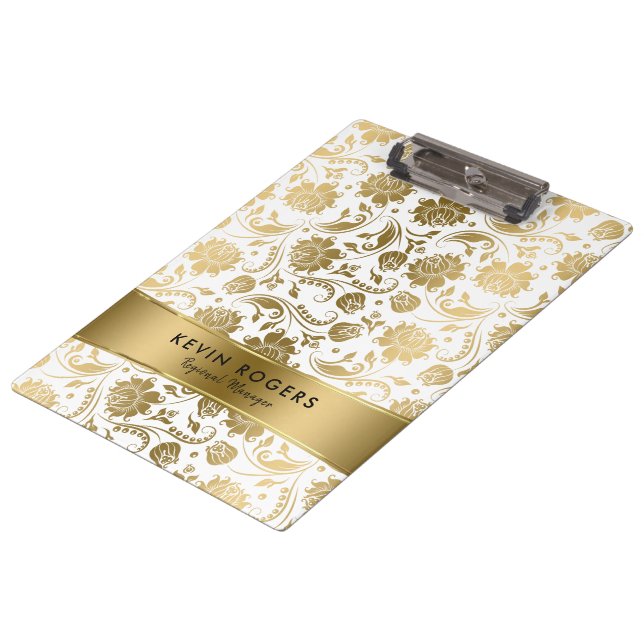Porte-bloc Articulation de Motif des Damas Florales d'or (Incliné)