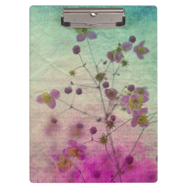 Porte-bloc Aspect texture de script floral sarcelle et violet (Devant)