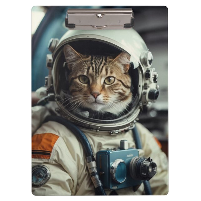 Porte-bloc Astronaute de chat gris dans l'espace (Devant)