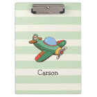 Avion vintage sur Pastel Green Stripes