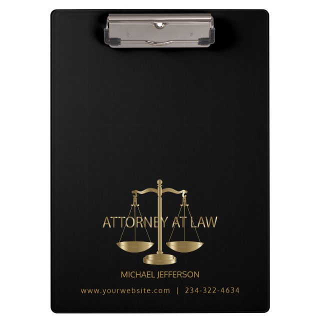 Porte-bloc Avocat - Noir et Or (Devant)