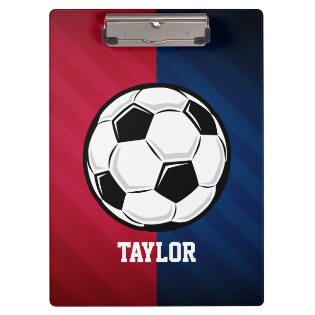Porte-bloc Balle de football ; rouge, blanc et bleu (Devant)