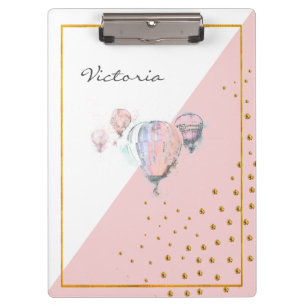 Porte-bloc Balloon rose moderne tendance Ajouter votre nom