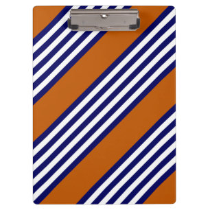 Porte-bloc Bandes bleu marine et blanc avec orange brûlé