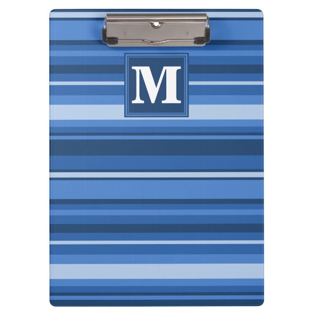 Porte-bloc Bandes bleu monogramme (Devant)