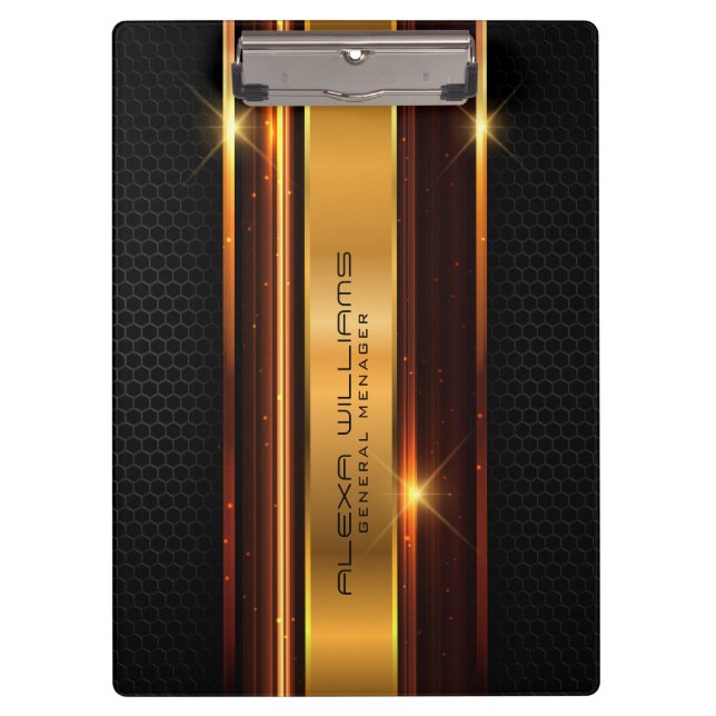 Porte-bloc Bandes d'or métallique noir (Devant)