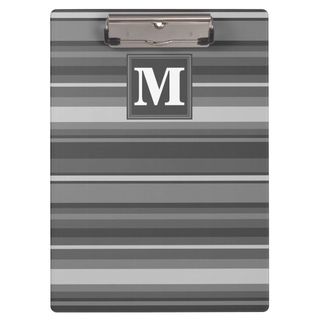 Porte-bloc Bandes gris monogramme (Devant)