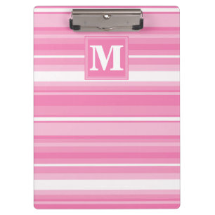 Porte-bloc Bandes rose monogramme