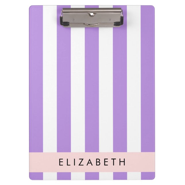 Porte-bloc Bandes Violettes, Motif Gratté, Lignes, Votre Nom (Devant)