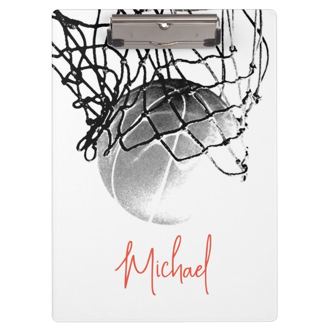 Porte-bloc Basket-ball noir et blanc & Net Votre nom (Devant)