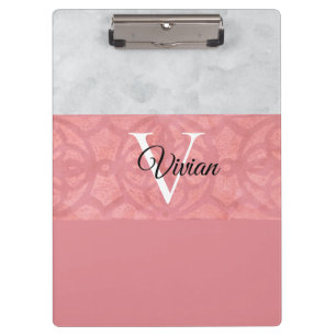 Porte-bloc Batik Rose Ruddy Et Aquarelle Gris Monogramme