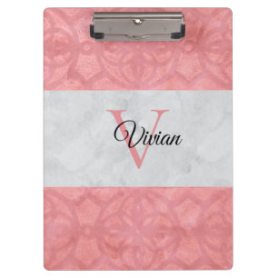 Porte-bloc Batik Rose Ruddy Et Aquarelle Gris Monogramme
