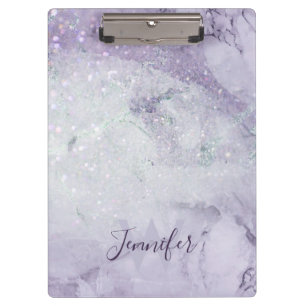 Porte-bloc Beau marbre violet et Parties scintillant Monogram