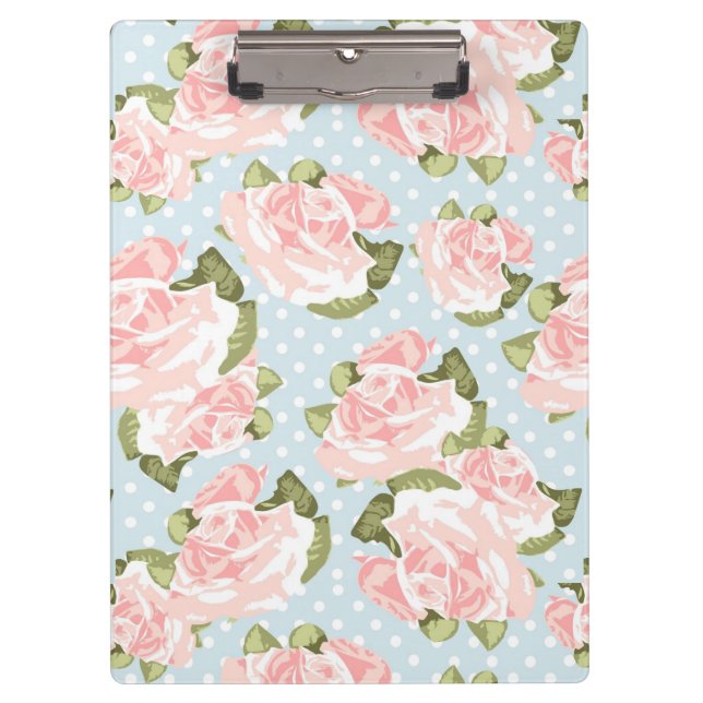 Porte-bloc Beau motif de rose avec le pois bleu (Devant)