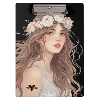 Porte-bloc Beautiful Floral Anime Girl – Soft Pastel Aesthe