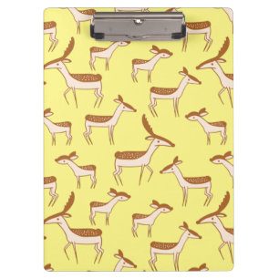 Porte-bloc Bébé mignon Cerf et famille sur Pastel Jaune
