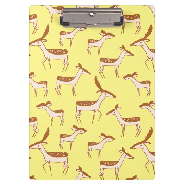 Porte-bloc Bébé mignon Cerf et famille sur Pastel Jaune (Devant)