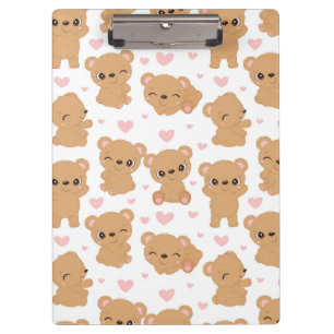 Porte-bloc Bébé ours et Coeurs roses Porte - bloc