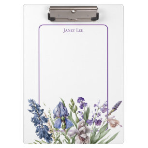Porte-bloc Belles fleurs violettes et cadre pourpre