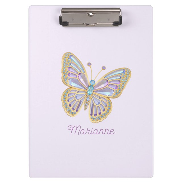 Porte-bloc Bijoux Papillon bleu violet Or (Devant)