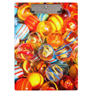 Porte-bloc Billes de verre colorées vintage rouge jaune bleu