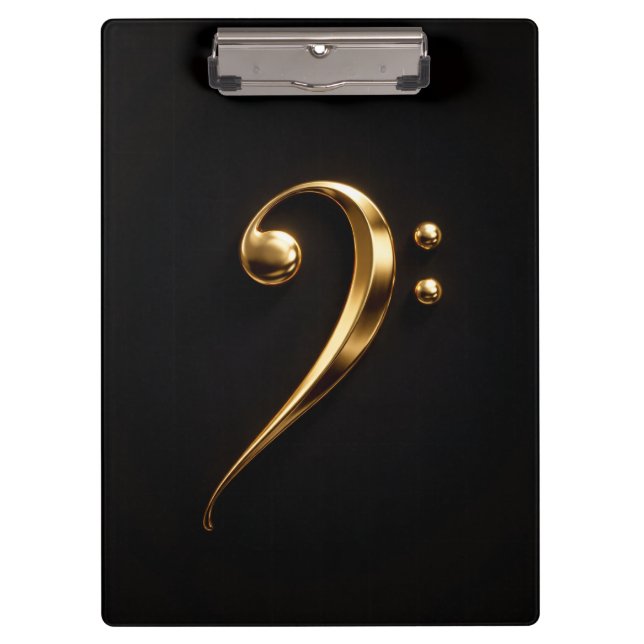 Porte-bloc Black 4 Luxe Clipboard, Golden Bass Clef (Devant)