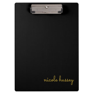 Porte-bloc Black and Gold Script | Stylish Monogram Modern