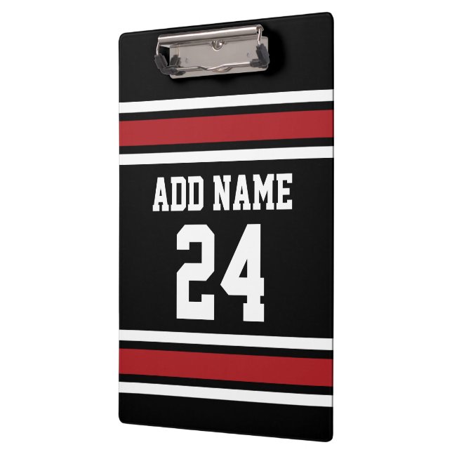 Porte-bloc Black and Red Sports Jersey Nom personnalisé Numér (Gauche)