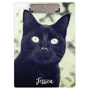Porte-bloc Black Cat Cute Animal Photo Nom Personnalisé