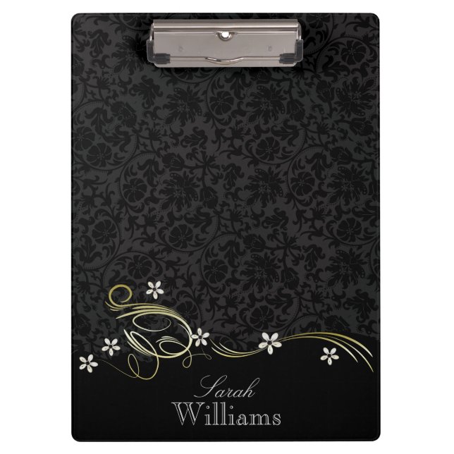 Porte-bloc Black Damask et Black Swirls (Devant)
