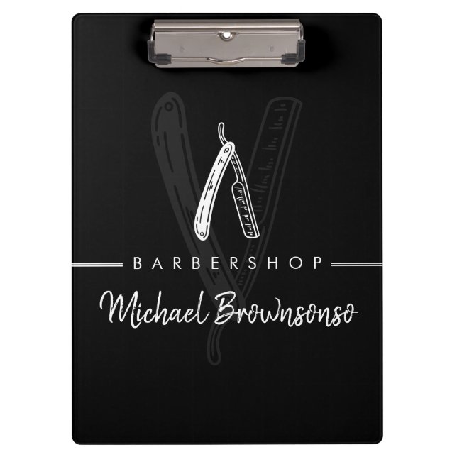 Porte-bloc Black White Line Minimal Logo Razor Barber (Devant)