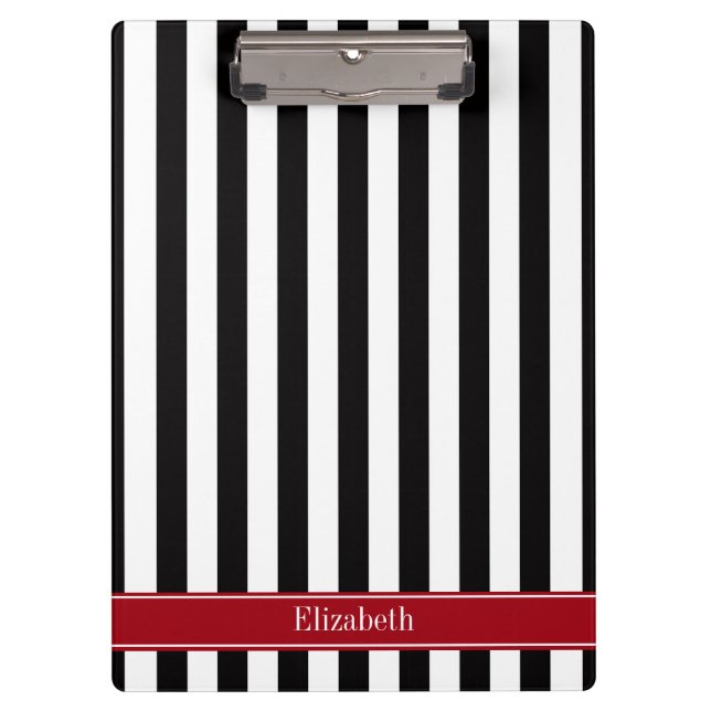 Porte-bloc Black White Stripe Cranberry (Devant)