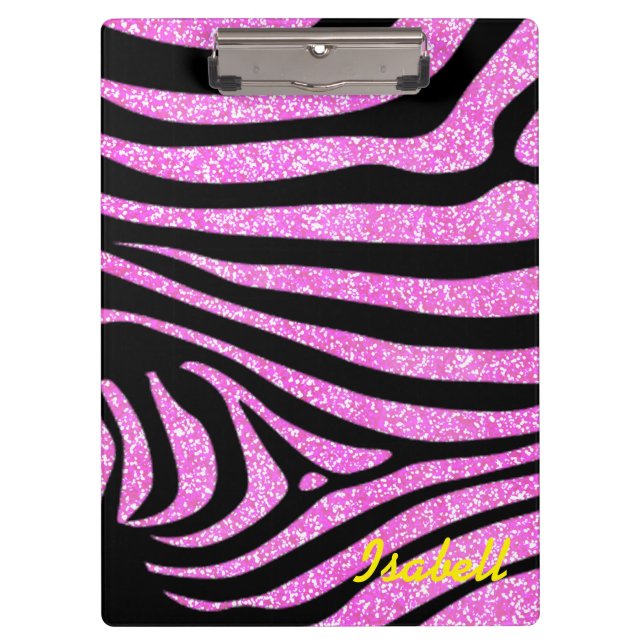 Porte-bloc Black Zebra Stripes Nom Parties scintillant Turquo (Devant)