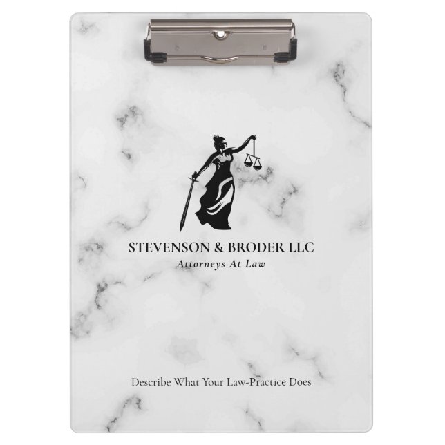 Porte-bloc Blanc Marbre de luxe texture Lady Justice Logo (Devant)