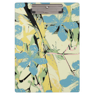 Porte-bloc bleu fleur rétro et jaune