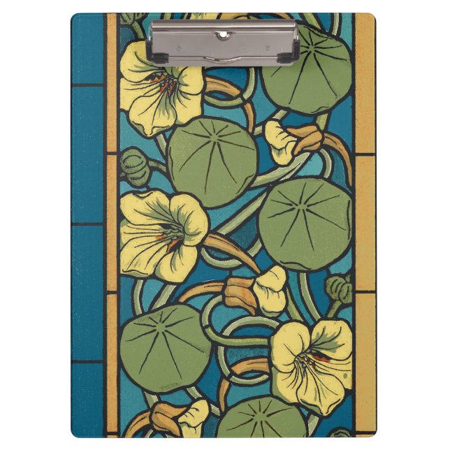Porte-bloc Bleu jaune Nasturtium Fleur Nouveau Motif (Devant)