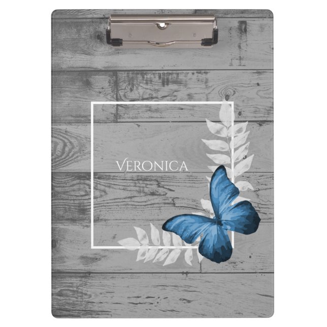 Porte-bloc Bleu papillon Porte - bloc rustique (Devant)