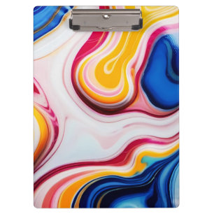 Porte-bloc Bleu tendance rose jaune faux marbre blanc