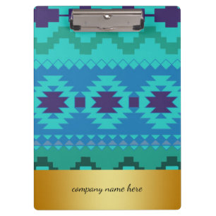 Porte-bloc Bleu Textile Design Arrière - plan Badge Or