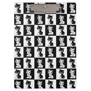 Porte-bloc Bloc de monogramme noir blanc pour chat