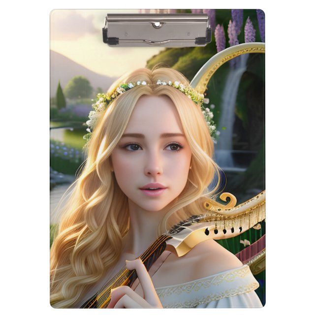 Porte-bloc Blonde belle Muse Jouer une harpe (Devant)